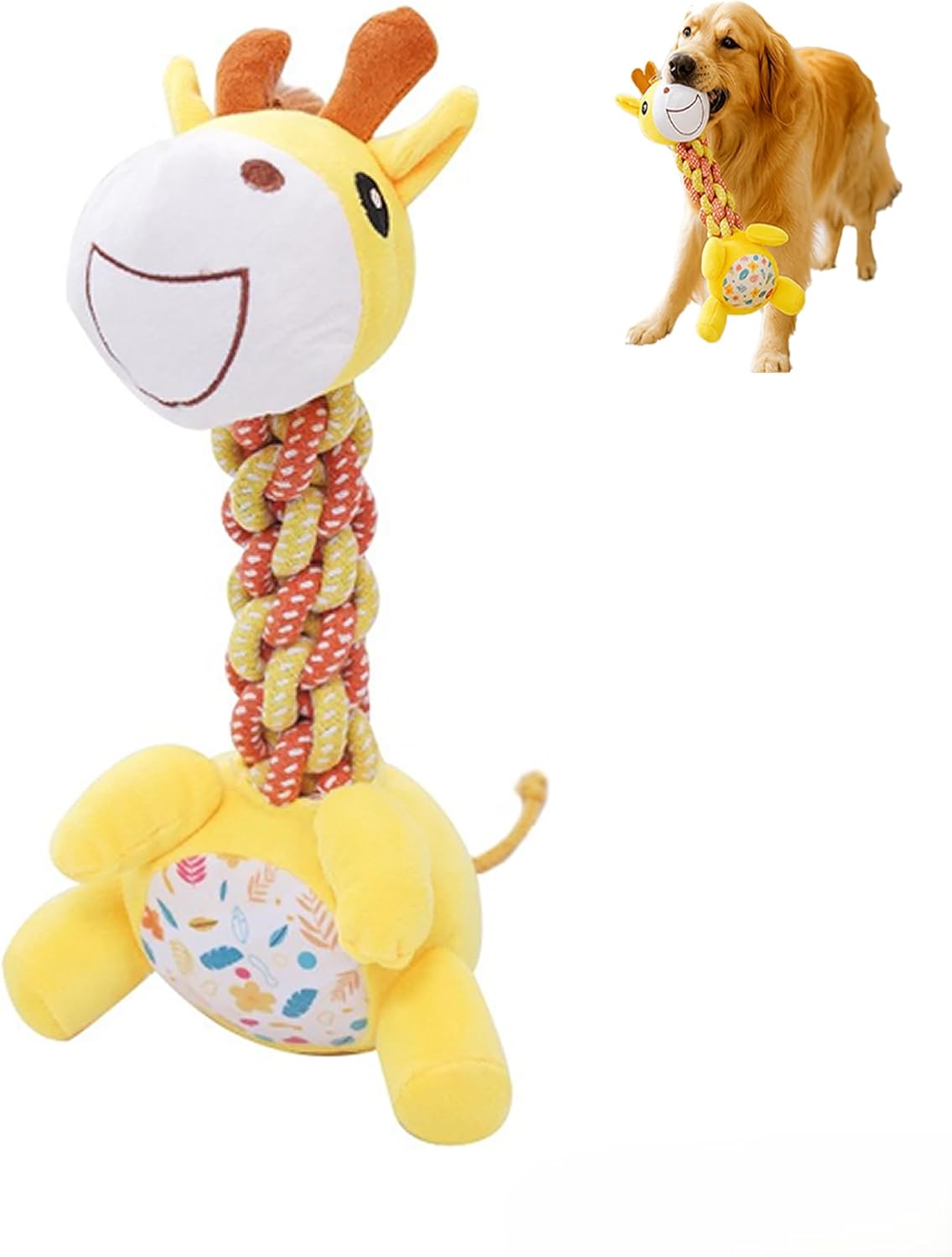Large Squeaky Plush Giraffe Dog Toy, Durable Chew Toy for Aggressive Chewers, Interactive Tug of War Fetch Toy, Soft Rope Neck for Small Medium Large Dogs - Pet Use Only
