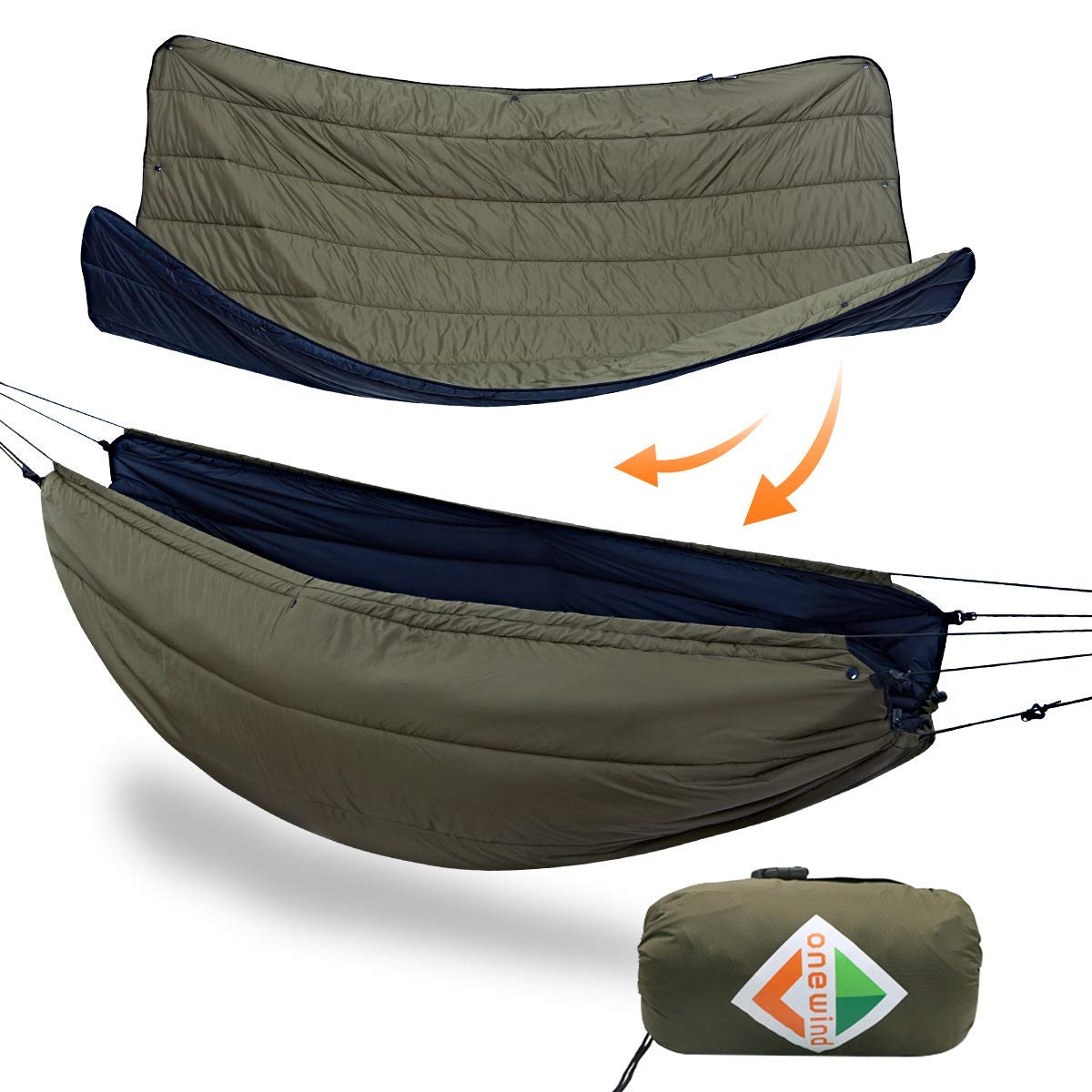 onewindDouble Camping Hammock Underquilt and Camping Blanket Combo, Lightweight Warm Under Quilt 4 Season Suitable for Double or Single Hammock Camping, Hiking, Backpacking, Travel