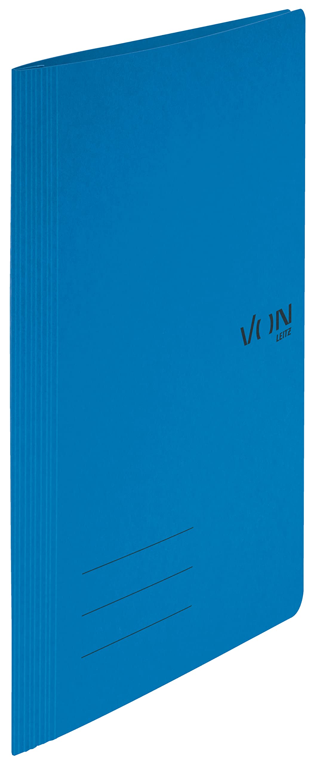 VON Pack of 10 A4 File Folders, Cardboard, with Stapling Mechanism, for 250 Sheets, by Leitz, with Soft Cover, for School, Study and Home, Blue, 30130035The Forest Stewardship Council
