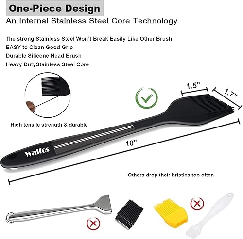 Miniatura 7 de Walfos Cepillo de repostería de silicona, resistente al calor, perfecto para aceite, mantequilla, barbacoa, hornear, cocina, núcleo de acero fuerte