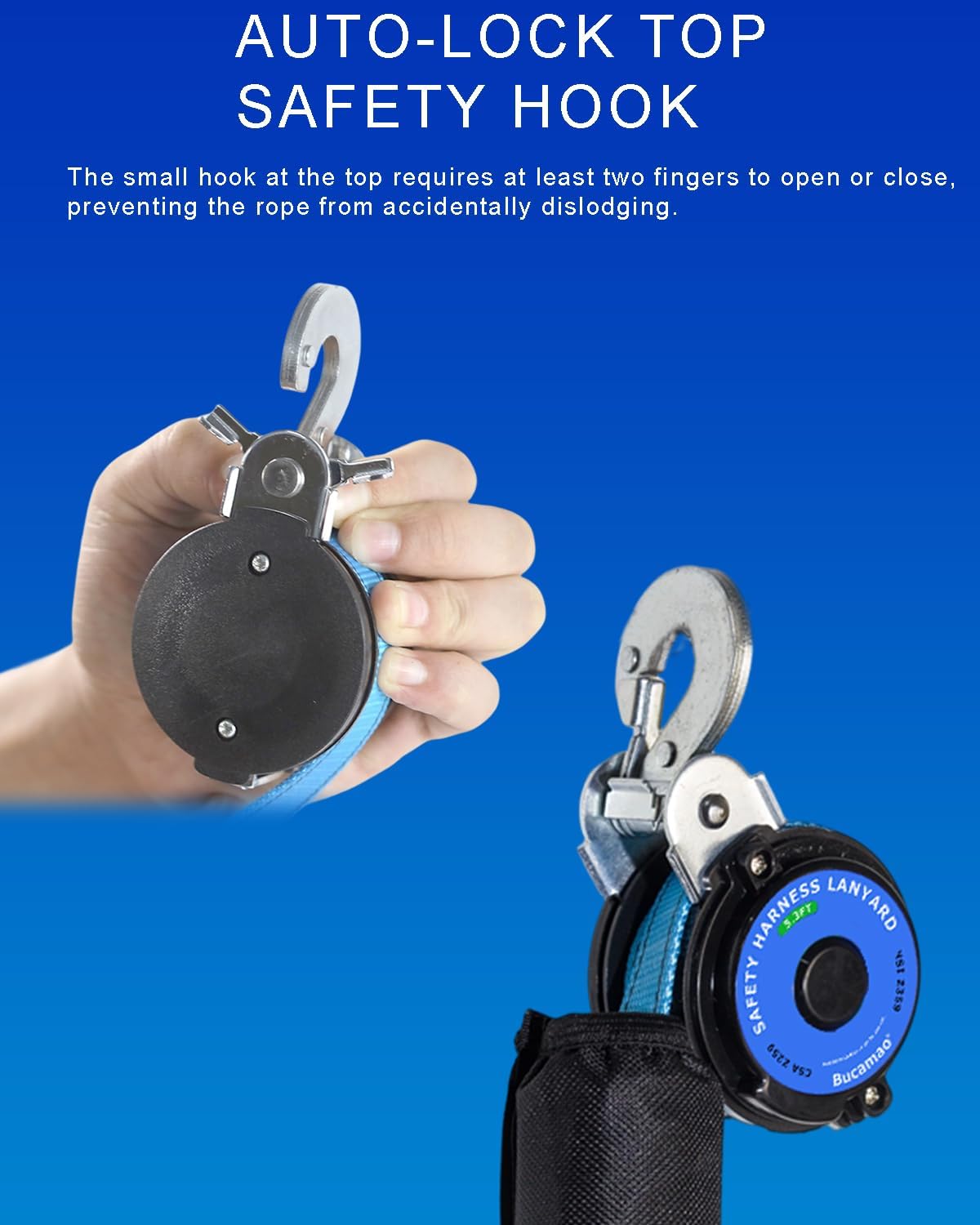 5.3FT Self Retracting Lifeline, BUCAMAO Web Retractable Safety Lanyard | Srl Fall Protection, Retractable Lanyard, Safety Harness Yoyo, Safety Harness Fall Protection Kit, Fall Arrestor