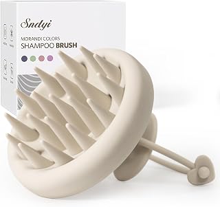 Sndyi Silicone Scalp Massager Shampoo Brush - Soft Bristle Hair Scrubber for Dandruff Removal, Hair Growth & Scalp Care, Oatmeal Wet Dry Use