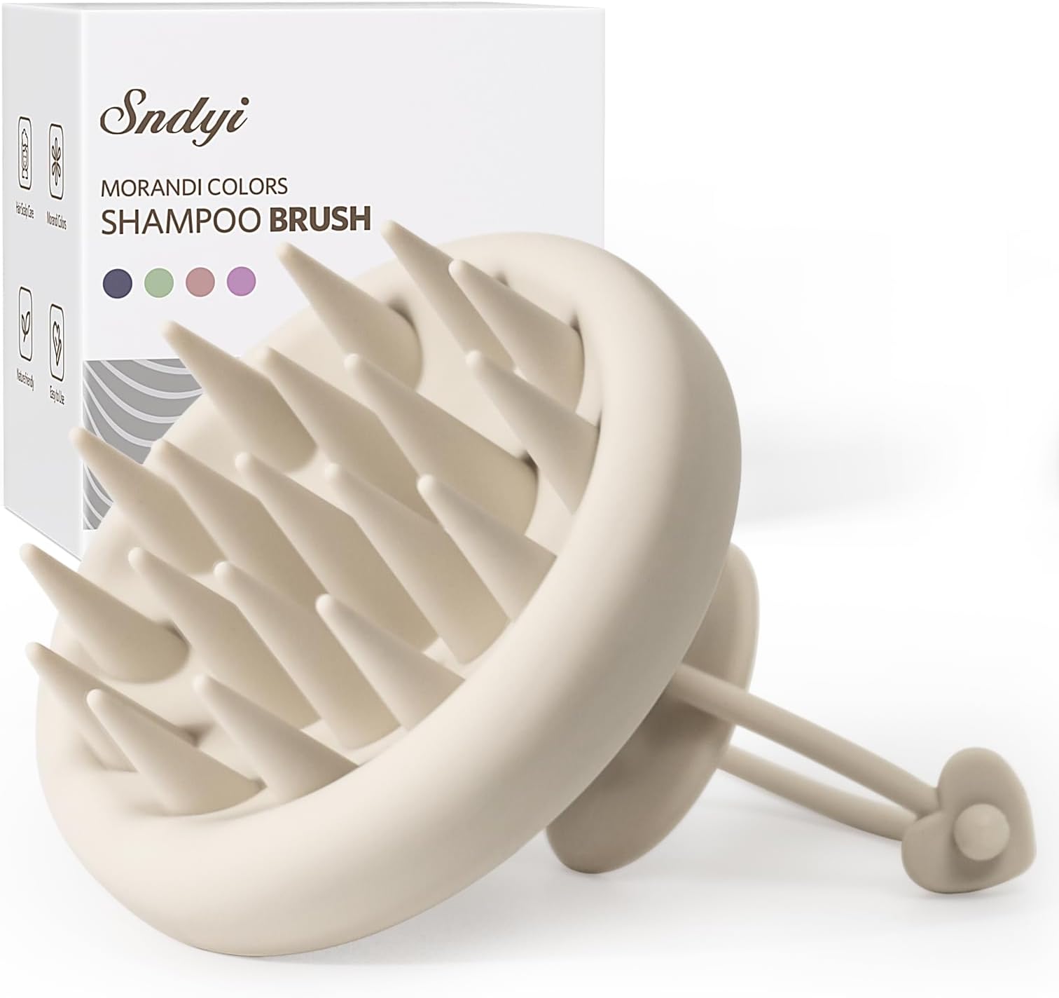 Sndyi Silicone Scalp Massager Shampoo Brush, Hair Scrubber with Soft Silicone Bristles, Scalp Scrubber/Exfoliator for Dandruff Removal, Wet Dry Scalp Brush for Hair Growth & Scalp Care, Oatmeal