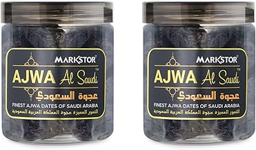 MARKSTOR Ajwa Al-Saudi - Finest Original Ajwa Dates (Khajoor/Khajur) of Madina, Saudi Arabia – 500g (2 Packs of 250g), Fresh