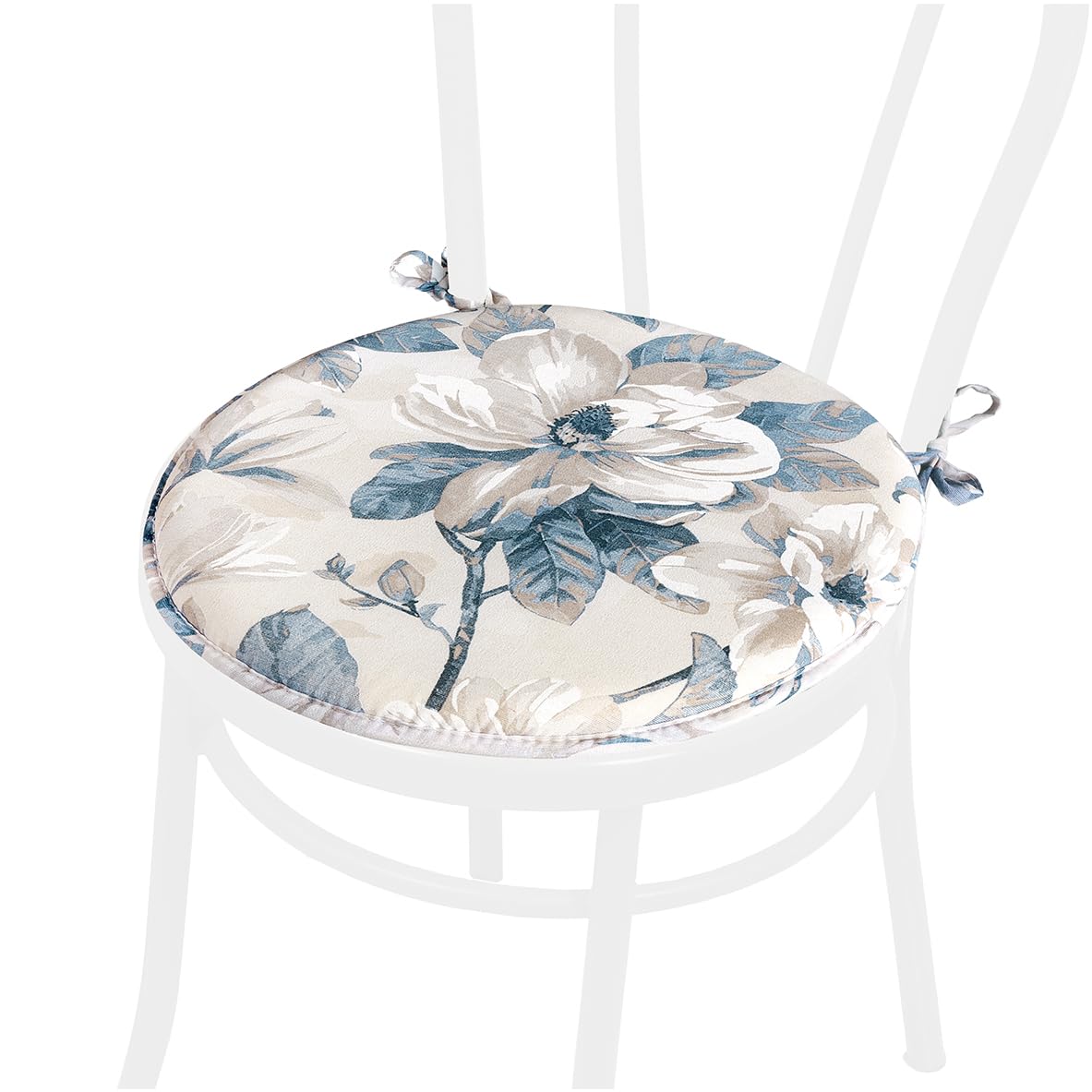 emmevi Ensemble de 4 coussins de chaise ronde en coton avec lacets lavables doux housses de chaise rondes Shabby Chic vintage