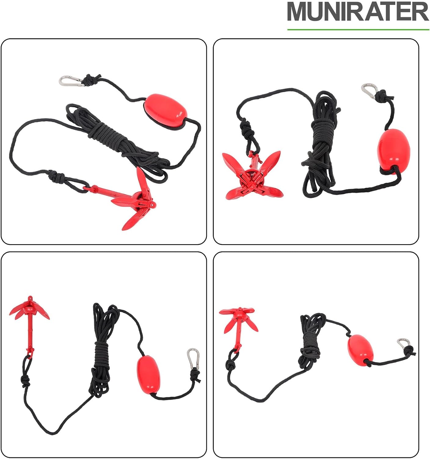 munirater 2-Pack Folding Anchor Set 0.7kg Red Replacement for Small Boats Kayak Canoes Paddle