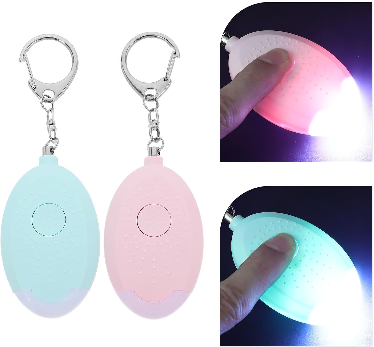 2pcs Portable Emergency Safety Alarm with LED Light and Keychain