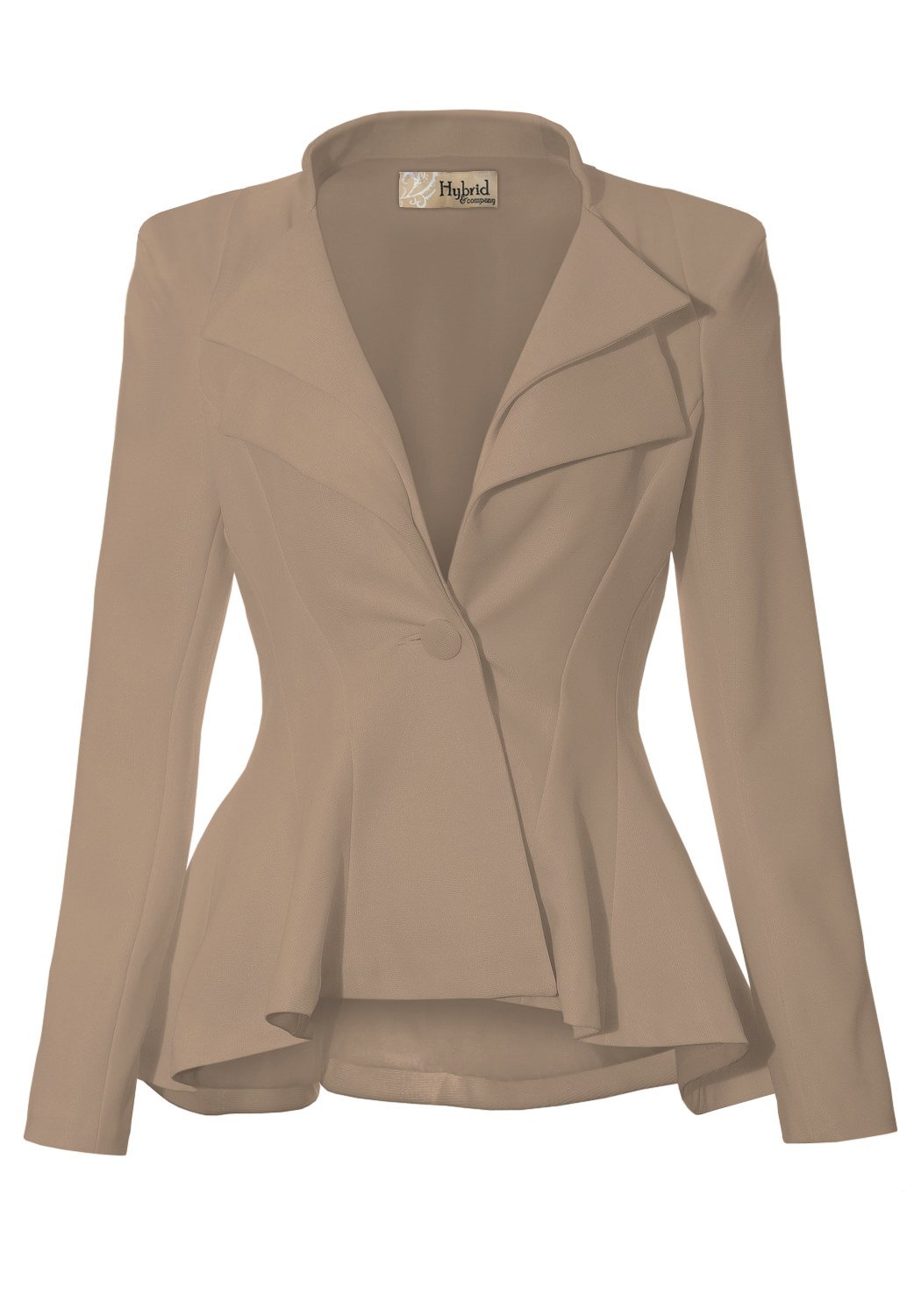 womens Classic Casual Work Office Dressy Double Lapel Single Button Peplum Comfortable Blazer