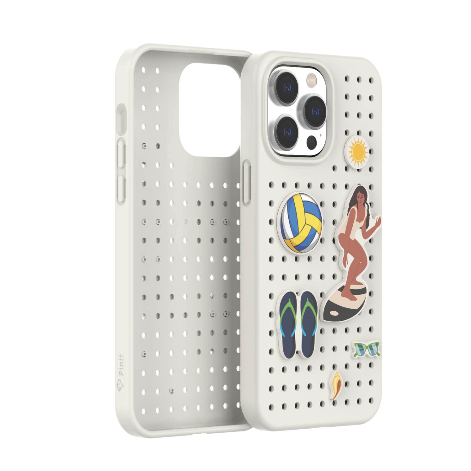 iPhone Case - 13ft Drop Protection, Recycled Plastic, Soft Touch Finish, Special Patterns, Customizable with Pins - Compatible with iPhone 14 Pro - White