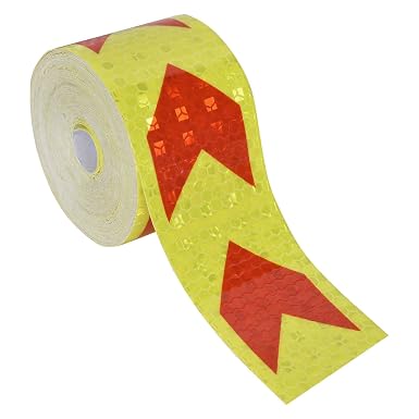 10m x 5cm Reflexband Warnaufkleber, Hochvisibles- Rotes Pfeilmuster ...