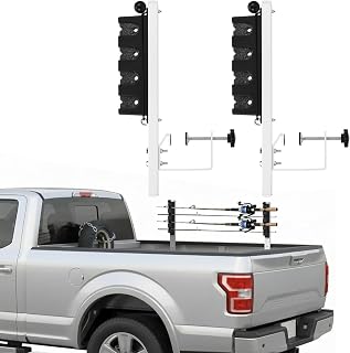 Seenelling 2 Pcs Fishing Rod Holders for Truck Bed 4-rod Capacity Secure Clamp-on Design Fishing Pole Rack for Car Truck Bed