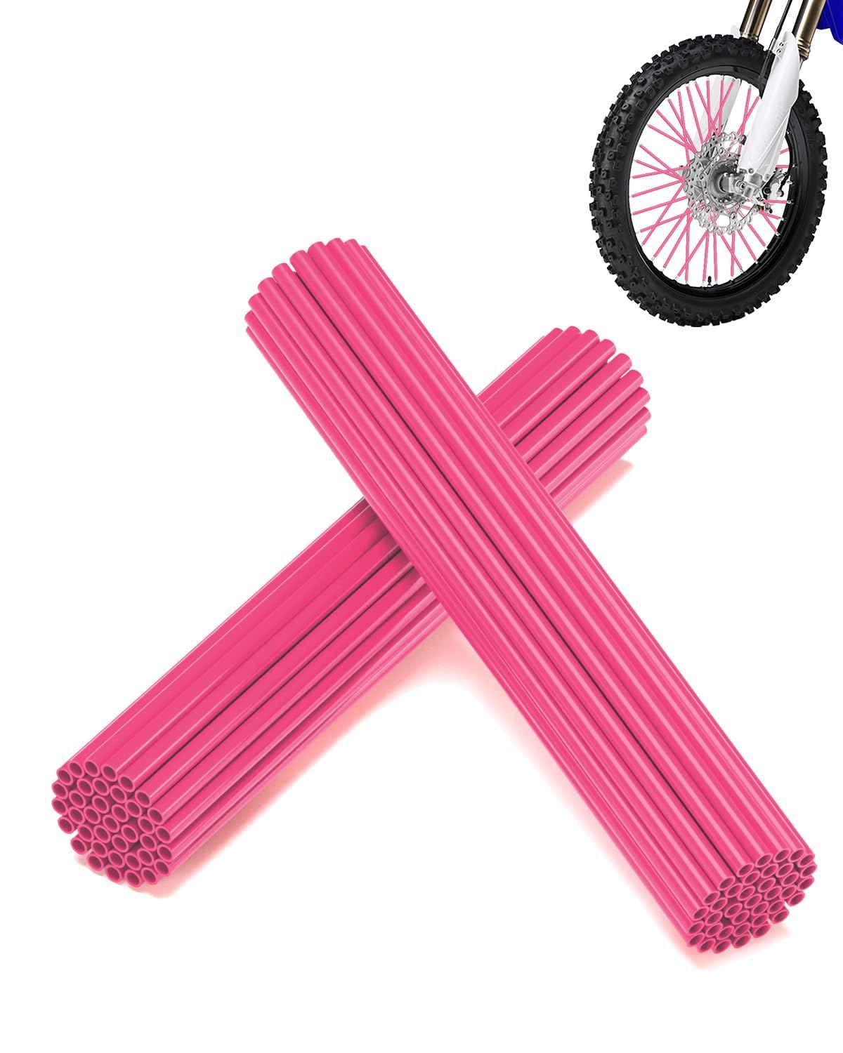 72Pcs Pink Bike Spoke Covers - Universal 8"-21" Wheel Wraps