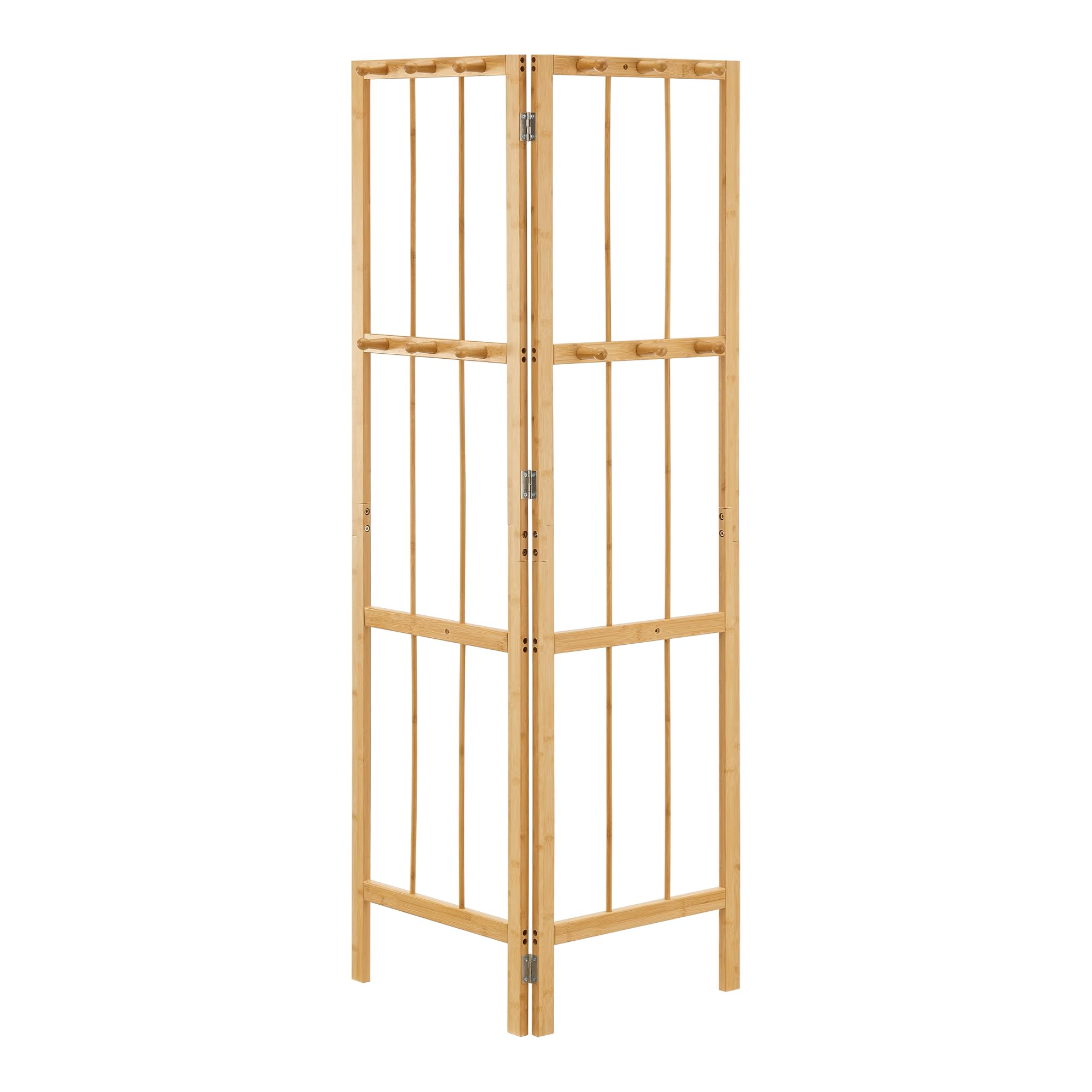 [en.casa] Appendiabiti Angolare 2 Pannelli a Griglia con 12 Ganci Porta Abiti Appendiabiti Autoportante Regolabile in Angolazione 165,5 x 92 x 8 cm Bambù Naturale