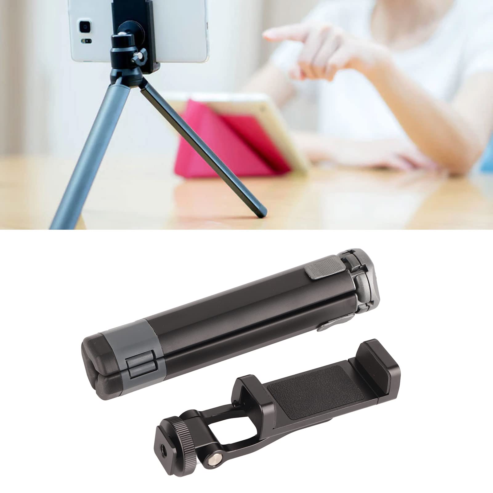 Trípode Giratorio para Montaje en Teléfono con Zapata Fría y Abrazadera Ajustable para y Dispositivos Creadores de Contenido (Soporte para teléfono con trípode)