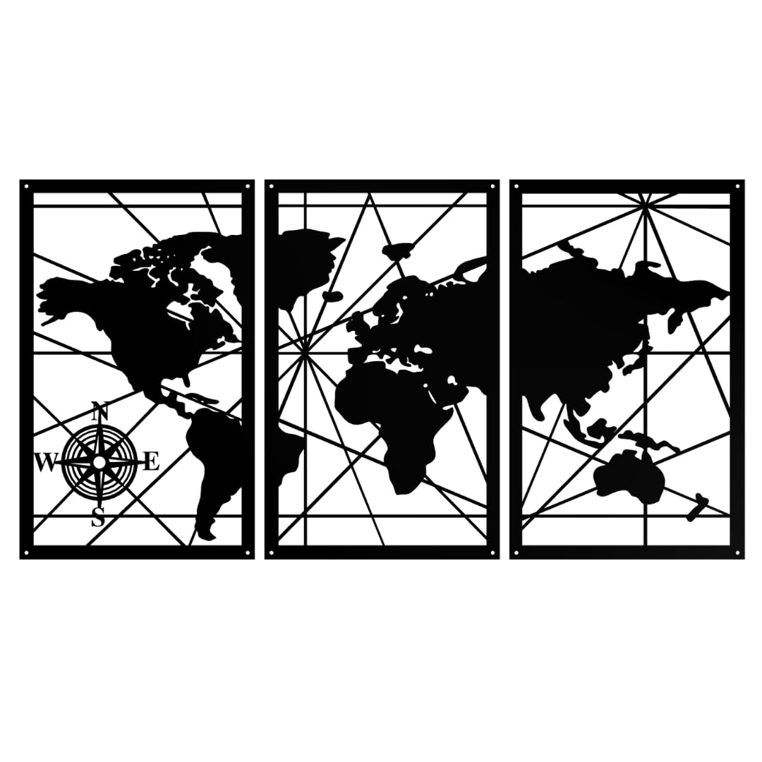 Tableau Magnétique - Tableau Effaçable en Acier - Idéal pour Aimants et Notes - Tableau Noir Magnétique Mural - Kit de Montage Inclus - 80 x 50 cm - Carte du monde