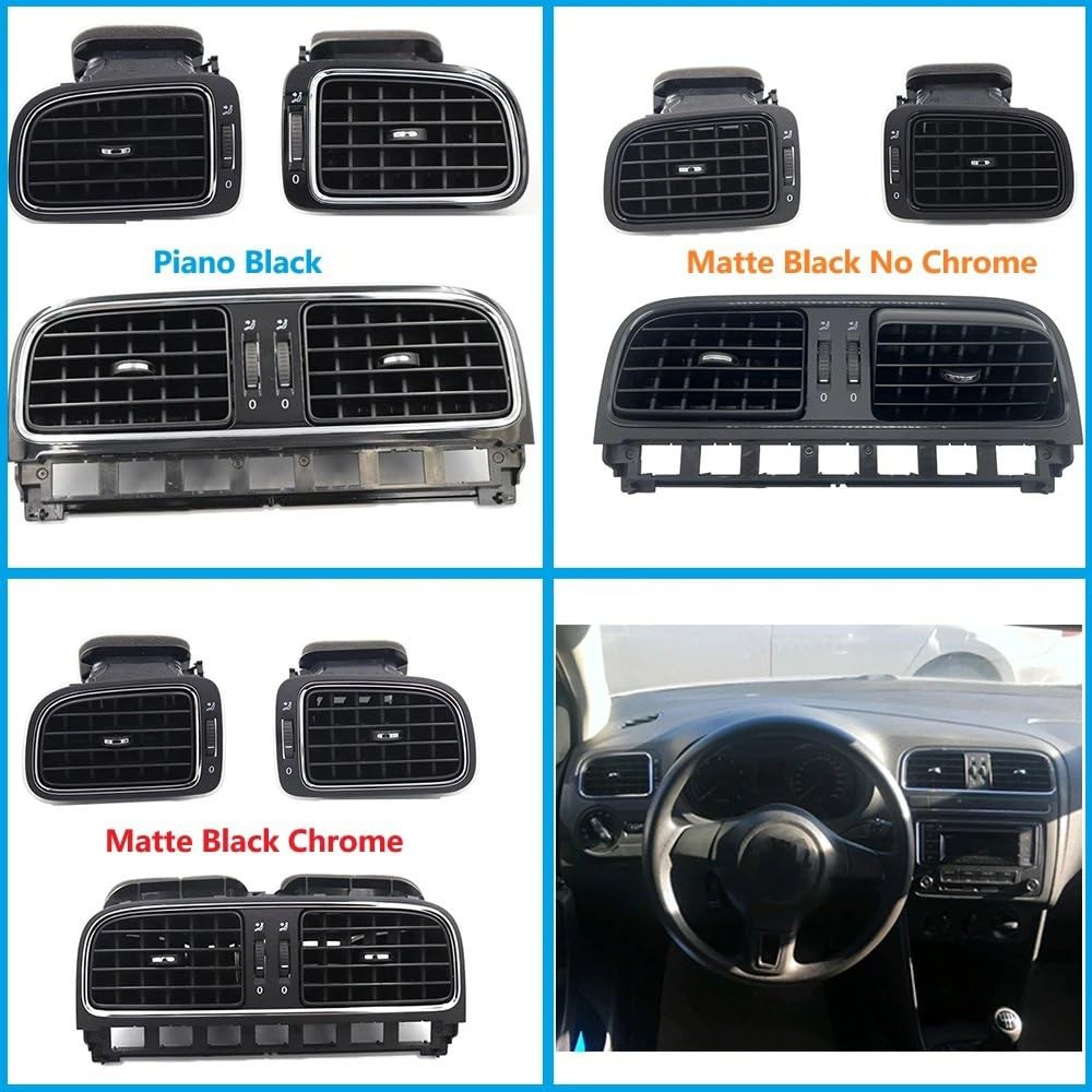 Bocchetta Aria Condizionata Per Cross Per Polo 5 6R Per Berlina Per GTS Per 2011-2013 Cruscotto Anteriore Aria Condizionata Uscita Vent 6R0819703/704/728 Auto Presa D'Aria(-09-Matte black middle)