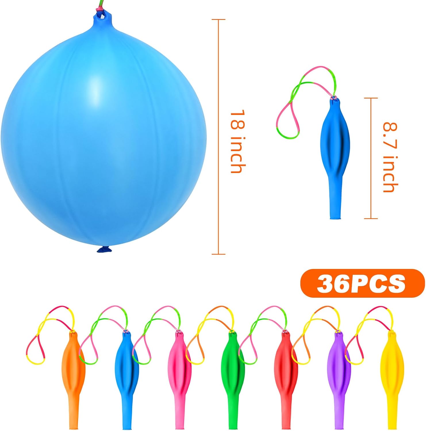GOLF Punch Balloons,36Pcs Punching Balloon for Kids Heavy Duty Party Favors, Assorted Color Bounce Balloons with Colored Rubber Band Handle for Birthday,Wedding image 2 of 7 B0CZ6T4XLG