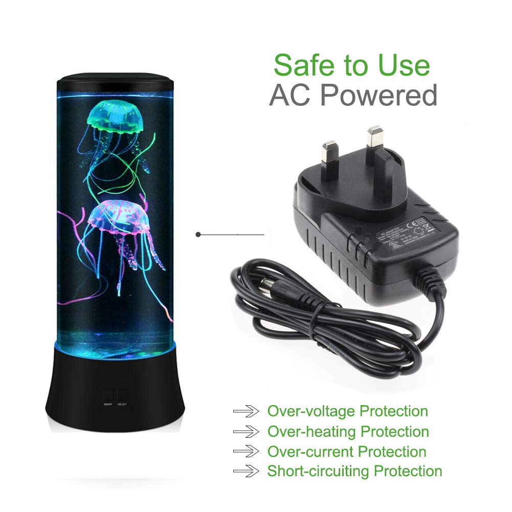 POYO Lampe Méduse Lumineuse Aquarium 38cm 7 Couleurs Changement Automatique Silencieuse Alimentation Stabilisée