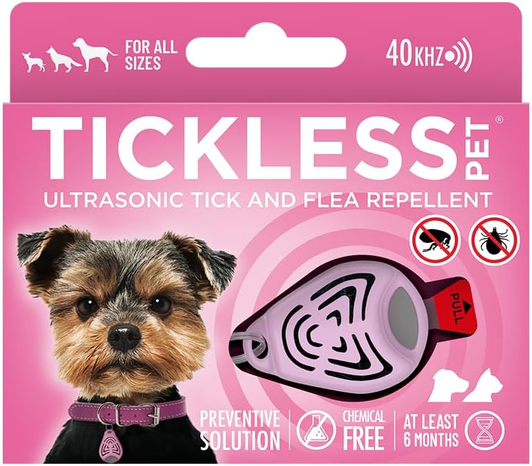 Tickless Ultrasonic Tick & Flea Repeller Pink for Pets
