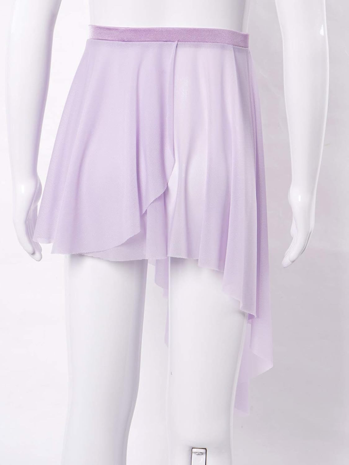 Ballet Dance Sheer Mesh Skirt for Girls Kids Irreguar Pull On Circular Skirt Skate Over Scarf Pleated Skirt Lavender 4-5