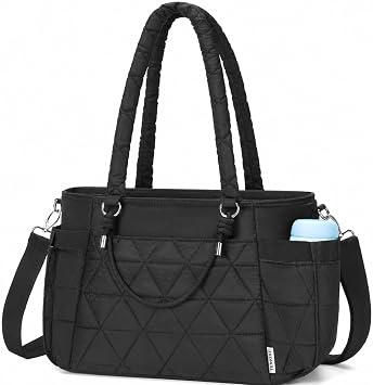 TENKIST Insulated Lunch Bag Women Large Cooler Tote 4 Pockets 12L Black | Fits 18 cans,30oz cup holder,wide opening,8h hot/cold,leakproof,luggage strap for adult,work,cummute,outdoor,travel
