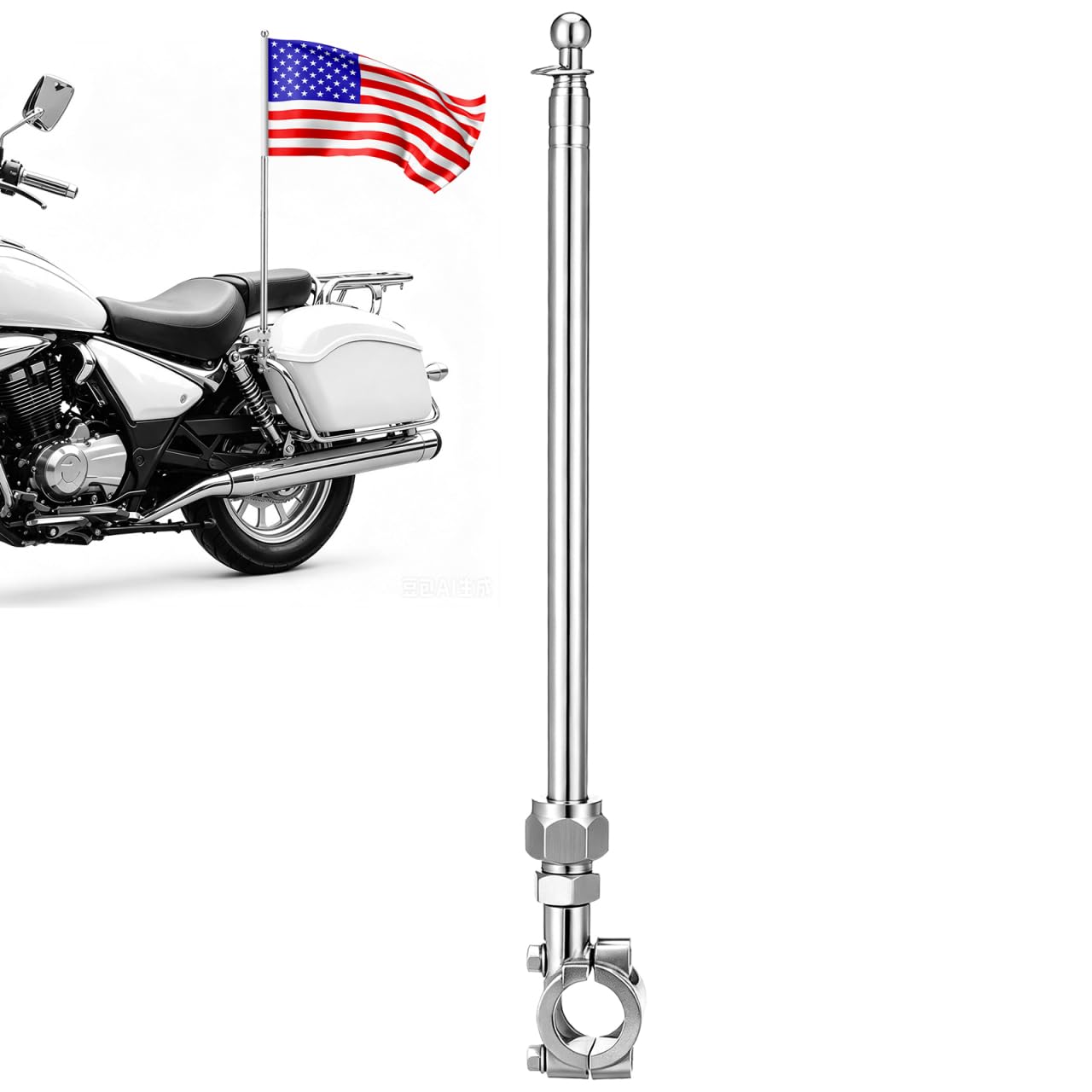 Poste de Acero Extensible Angoily con Base de Aluminio para Moto