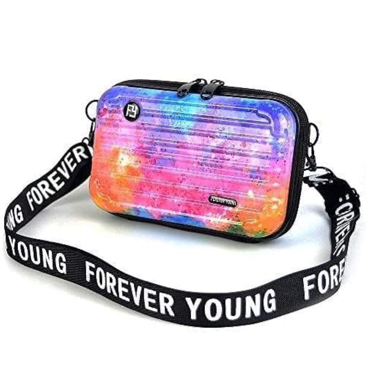 Forever Young Sling Bag for Women and Girls | Crossbody & Mini Suitcase Box- Multi color Pattern with Detachable Shoulder Strap and Convertible into Cosmetic-image-5
