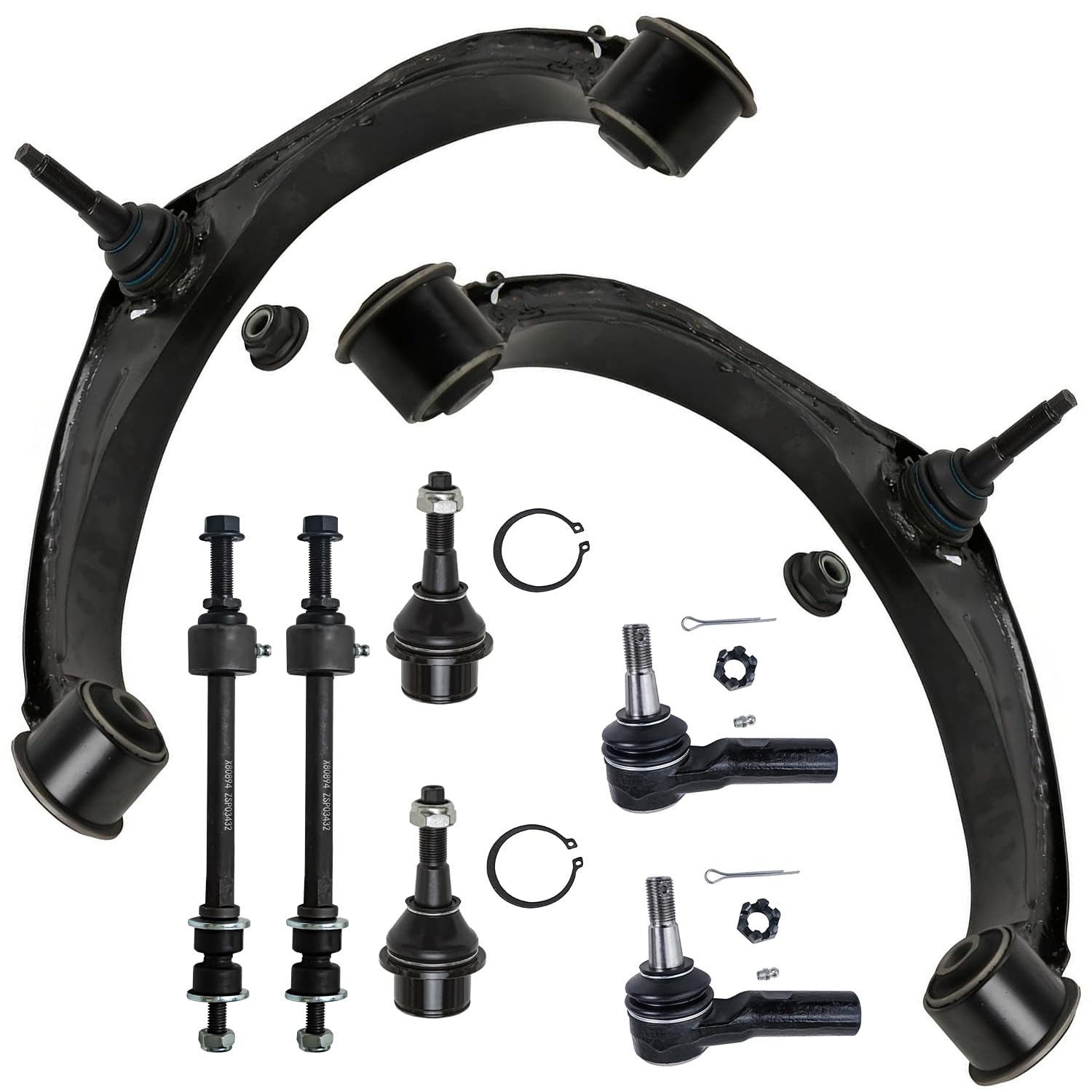 Detroit Axle - 4WD Front Upper Control Arms Ball Joints + Outer Tie Rods