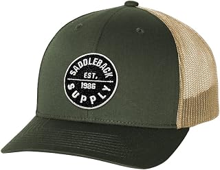 Saddleback Supply Classic Circle Patch Collection - Curved Bill Mesh Snapback Hats (Moss/Khaki/p)