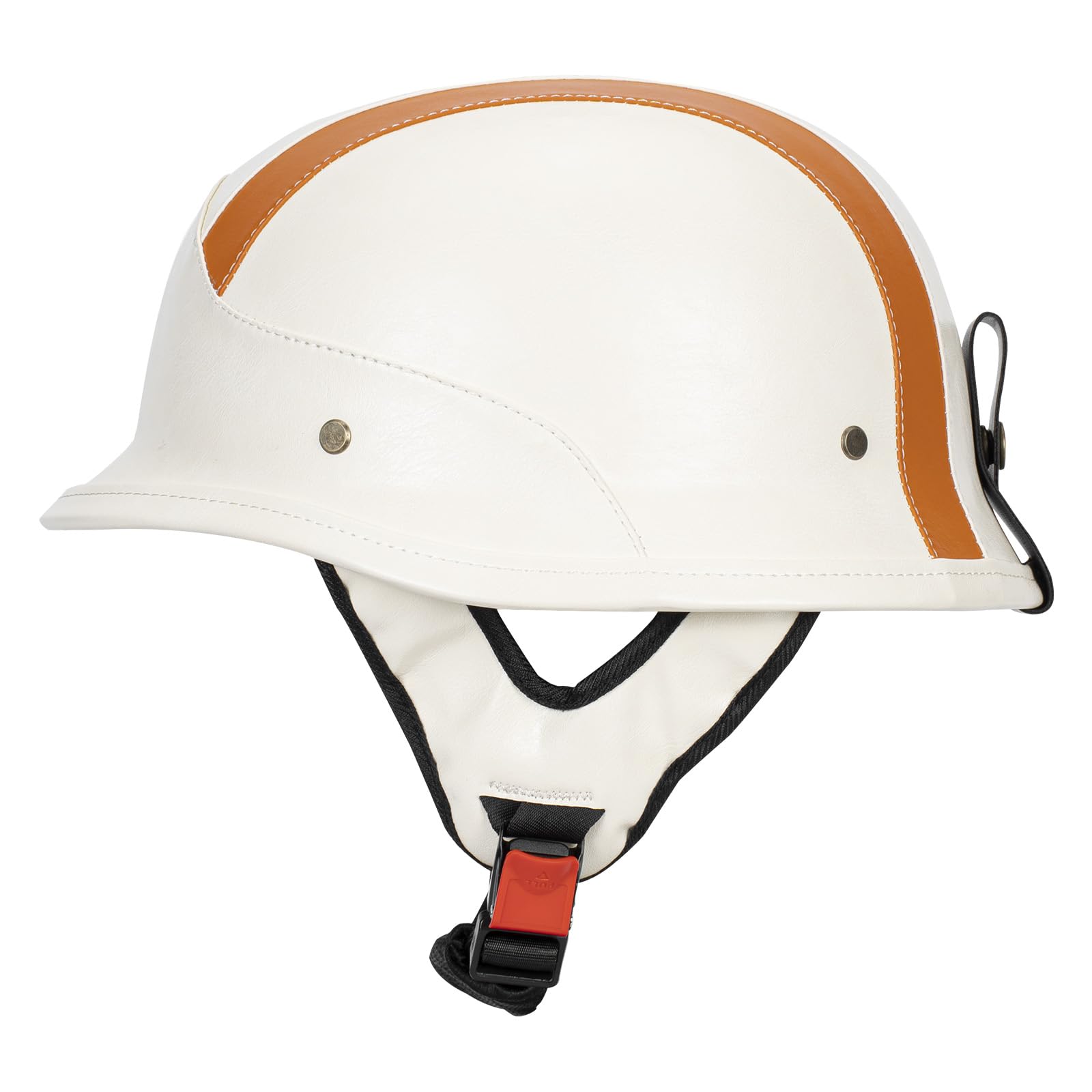 LNCHAO German Style M35 Handmade Leather Retro Motorcycle Helmet 1/2 Vintage Half Face Helmet for Adults Men & Women DOT Approved,Open Face Helmets