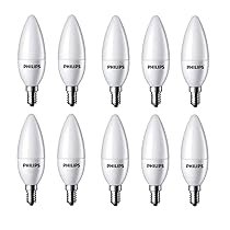 PHILIPS 4-Watt 400-lumen Frosted Candle E14 Base (Cool White, Pack of 10) – Decorative, Ambience