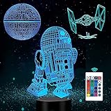 Fariy Skye 3D LED Star Wars Night Light, 3D Illusion Lamp Three Pattern and 16 Color Change Decor...