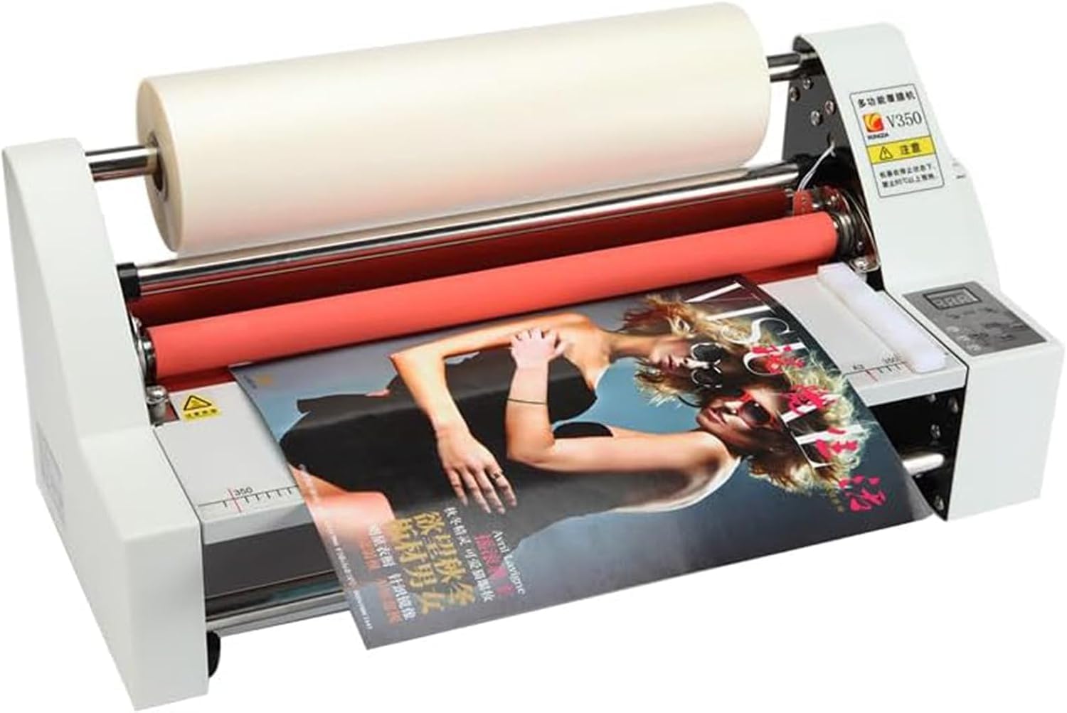 Macchina di laminazione a rullo a freddo e caldo, macchina di laminazione termica di controllo digitale, pellicola BOPP Pte, per scuola, ufficio a casa(Width350mm)