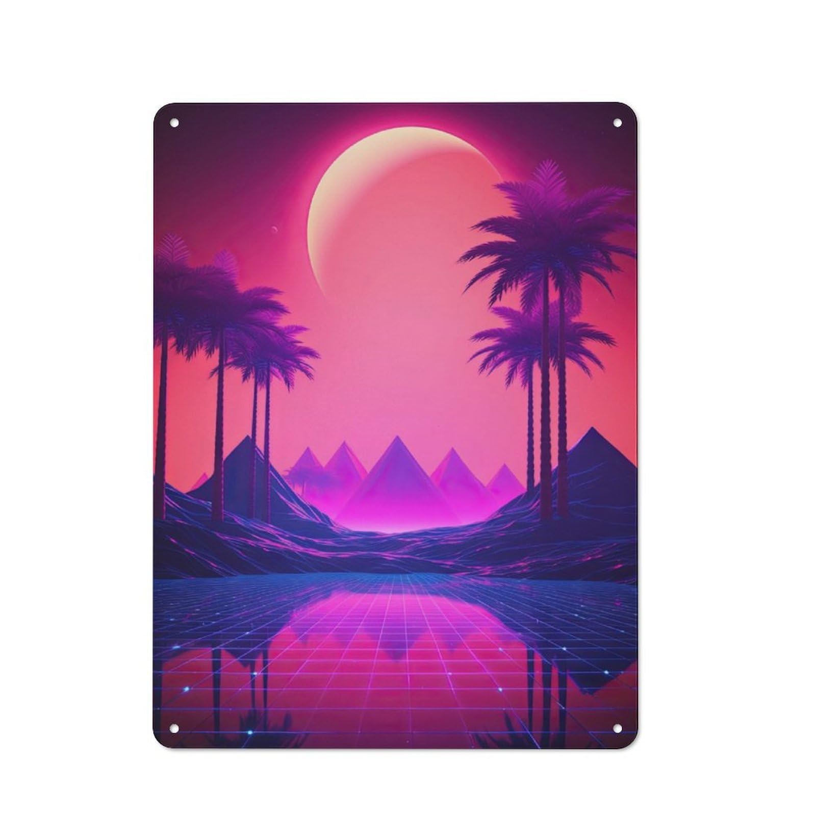 Junmoney Shining Ascents Synthwave Retro Metal Wall Sign 40X30cm Featuring For Hallway Wall, For Garage, Workshop And Man Cave Decoration