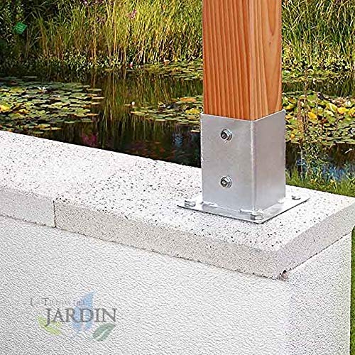 Suinga Square Metal Anchor 12 x 12 cm, Base 17.5 x 17.5 cm, Ideal for Wooden Posts, Grey - Image 2