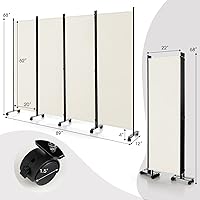 Vista 69 de GOFLAME Divisor de habitación plegable de 6 paneles, pantalla de privacidad enrollable de 6 pies con ruedas bloqueables, pantalla de partición