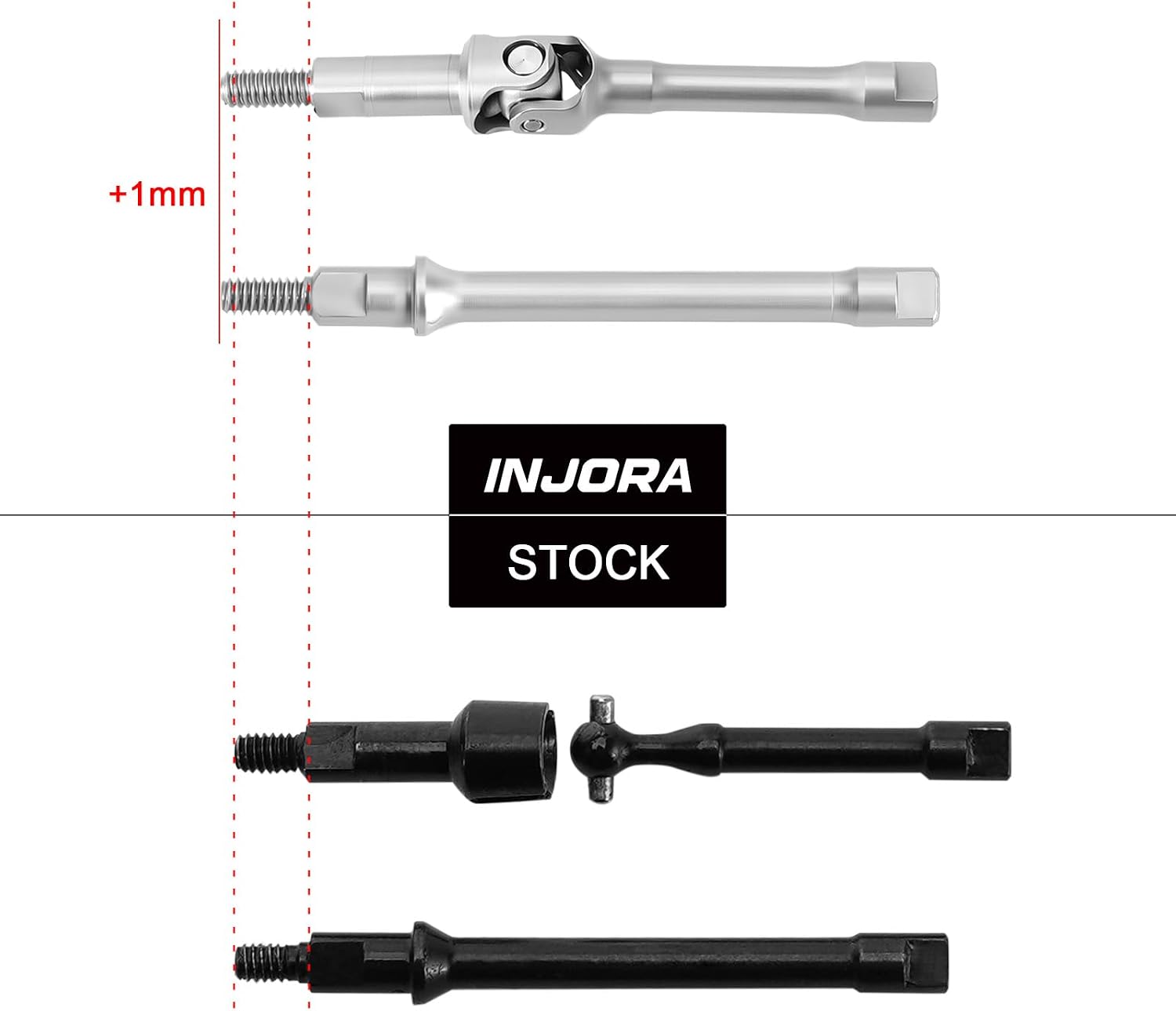 INJORA Stainless Steel U-Joint Axle Shafts for 1/30 Axial SCX30
