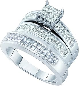 Amazon | 1.42カラット(CTW14 Kホワイトゴールドプリンセス
