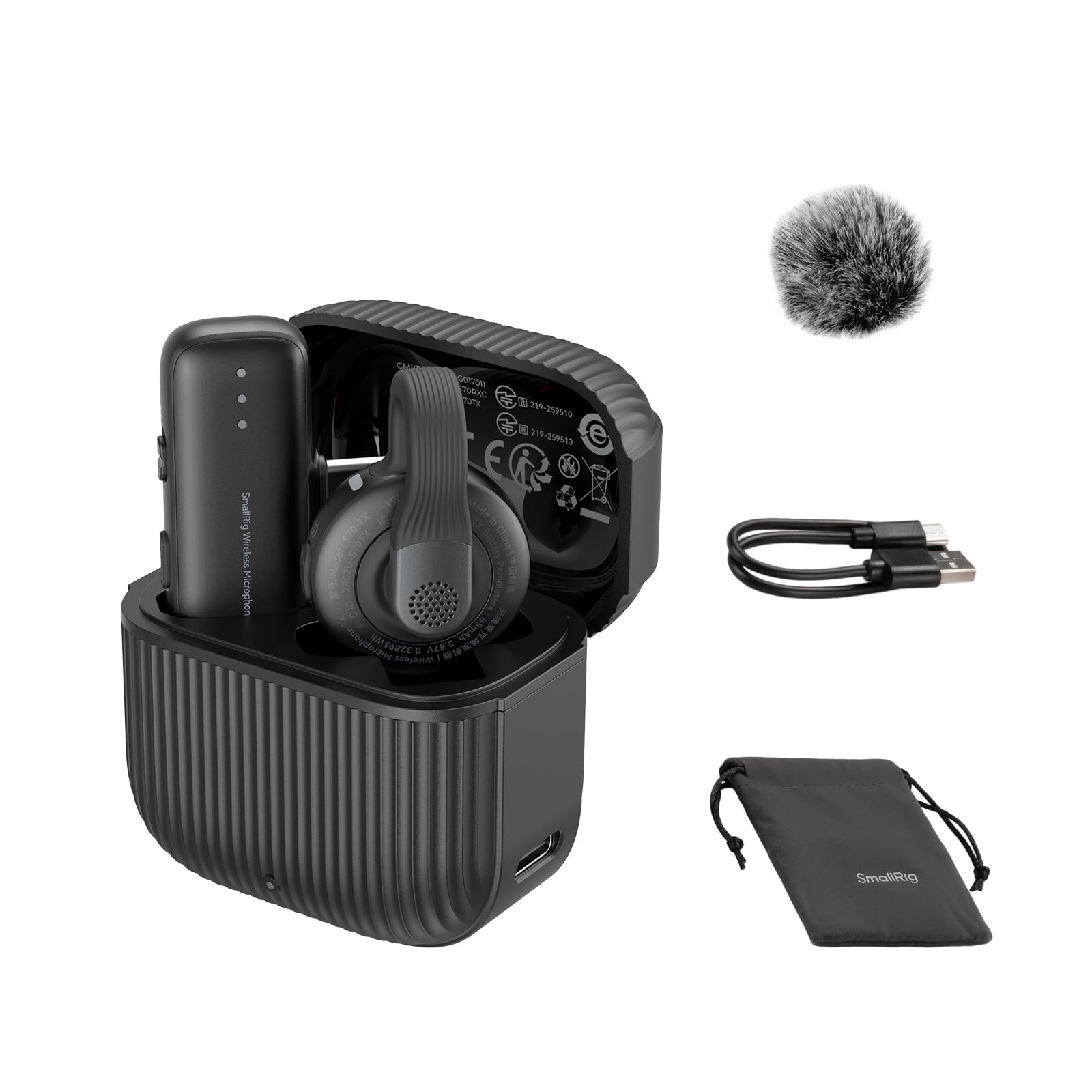 SMALLRIG Wireless Mic S70-C1 (1 TX + 1 RX + Estuche de Carga), Negro - 5718