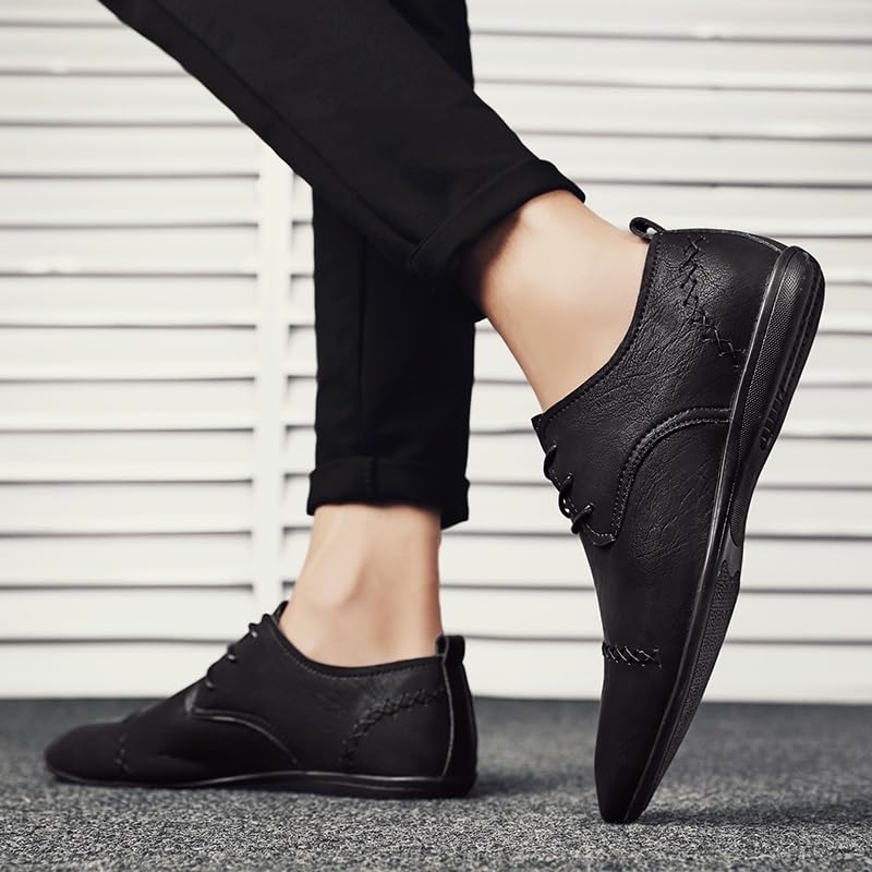 Dress Oxford Formal Shoes for Men's Burnished Leather Uniform Breathable Business Non Slip Block Heel Anti-Slip Slip Resistant Classic Vintage Lace Up3