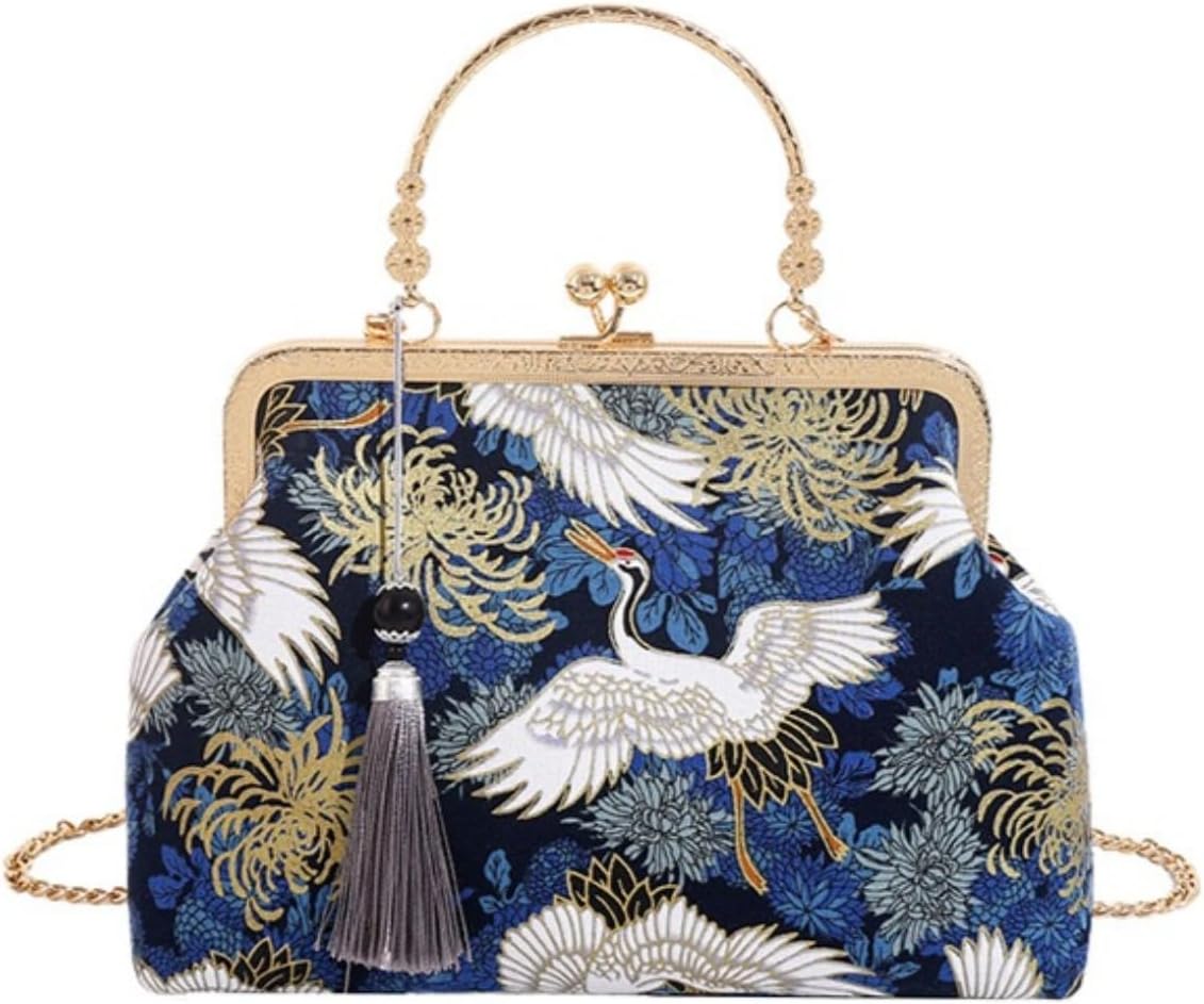 Vintage Evening Chain Handbag with Embroidered for Women Chinese Purse Crossbody Evening clutch bag