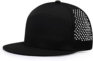 Men's Oversize XXL Flat Brim Baseball Cap Adjustable Performance Snapback Hat Laser Perforated Cap