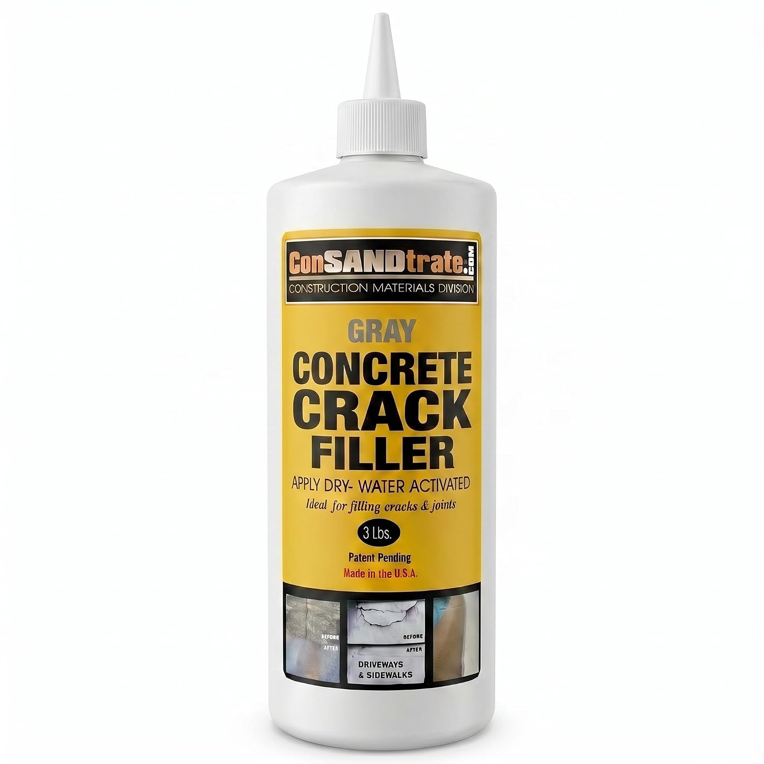 Self-Healing Concrete Crack Filler Gray 3 lb