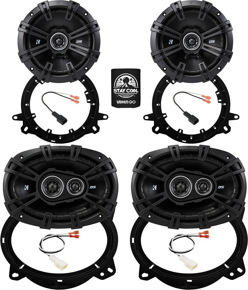 KICKER Speakers 6X9 & 6.5 inch for Toyota Tacoma 2019-2022 Upgrade Kit - 2 Pairs of DS Series with Adapters and Harness, Car Audio Front & Rear Door Speaker DSC6930, DSC69304 & DSC650, 43DSC6504