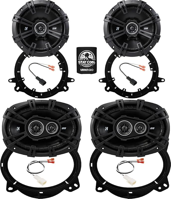 KICKER Front & Rear Door 6x9 & 6.5 Speakers for Toyota Tacoma(w/o JBL) 19-23 Upgrade Kit - 2 Pairs of DS Series 6x9 and 6 1/2 Inch Speakers with Adapters and Harnesses - 43DSC69304 & 43DSC6504