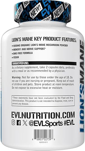 Miniatura 3 de Evlution Suplemento orgánico de hongo de melena de león – Cápsulas de hongo de melena de león nootrópicos Suplemento de apoyo cerebral para enfocar