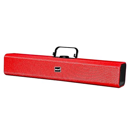 King Shine Bluetooth Wireless Portable Speaker 5.0 Soundbar with 5W RMS, Upto 5 Hrs Playtime Aux/USB Port/SD Card Cinematic Sound 2.1CH with Built-in Subwoofer and Bass (RED)