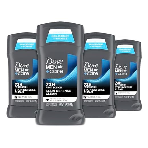 Dove Men+Care Deodorant Stick for Men, Anti-white Marks & Anti-yellow Stains Stain Defense Clean with 72-hour Sweat and Odor Protection 2.7 oz 4 Count
