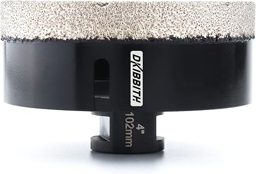 DKIBBITH 4 inch Diamond Hole Saw, 102mm Hole Saw for Concrete Brick Masonry Block Granite Tiles Quartzite Marble Porcelain Ceramic Stones with Female 5/8-11 Thread Fit Most Angle Grinders, Black