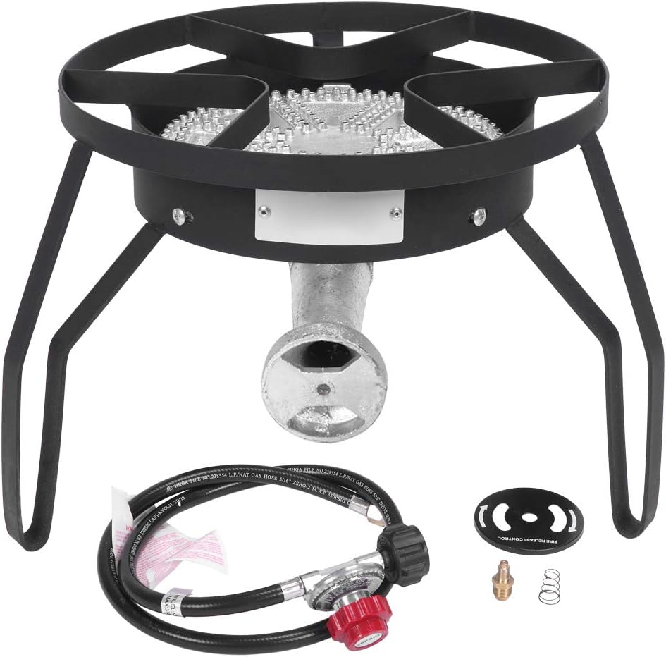Round Single Burner Propane Stove for Outdoor Cooking, Portable High Pressure Gas